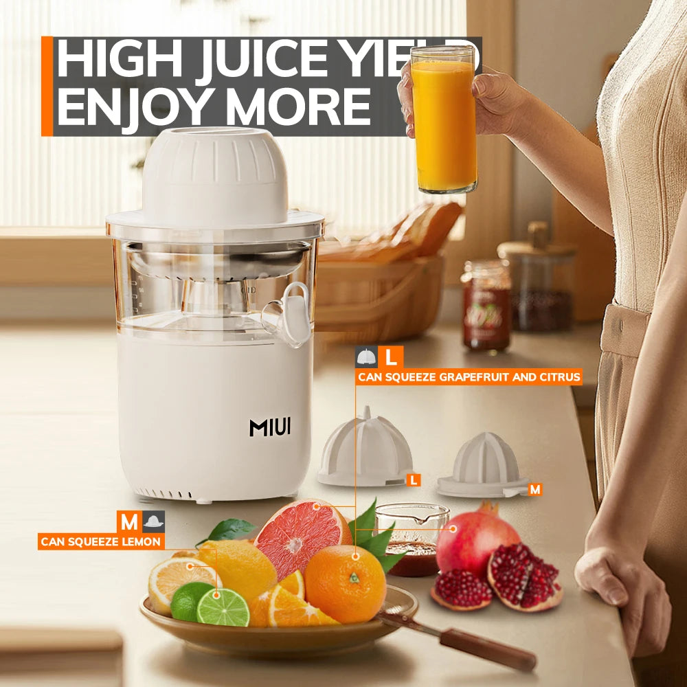 MIUI 850W Citrus Juicer Squeezer with 2 Cones, Stainless Steel Quiet