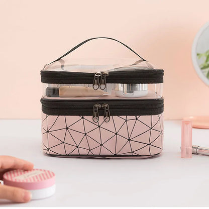 Double portable large capacity makeup bag Korean version Ringer travel