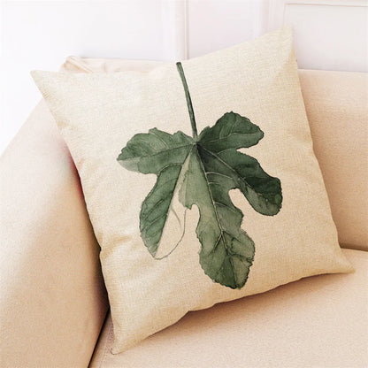 Pillowcase Pillow Throw Cover Cushion Green Decor Beautiful Leaves