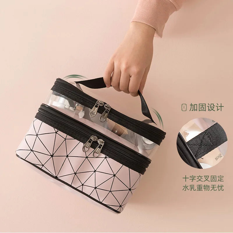 Double portable large capacity makeup bag Korean version Ringer travel