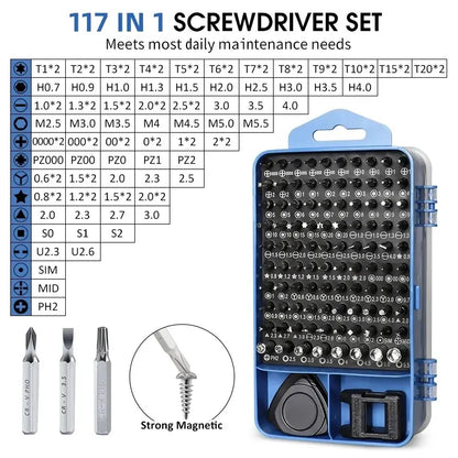 Precision Screwdriver Set 117 in 1 Magnetic Repair Tool Kit with 98