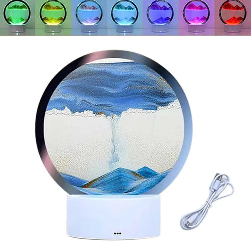 LED RGB Sandscape Lamp Moving Sand Art Night Light with 7 Colors