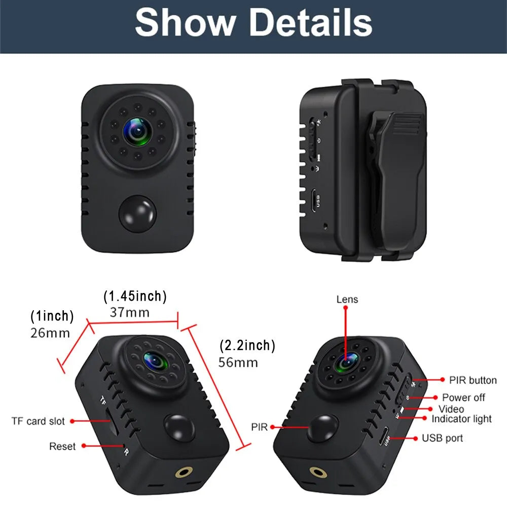 Mini Body Camera 1080P Full HD Smart Security Pocket Night Vision