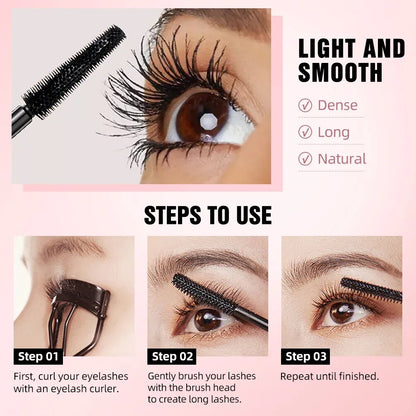 QIBEST New Silk Fiber Black Mascara Waterproof Long Lasting Extension