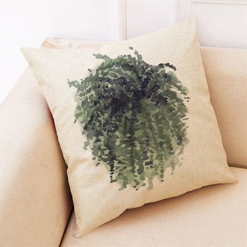 Pillowcase Pillow Throw Cover Cushion Green Decor Beautiful Leaves