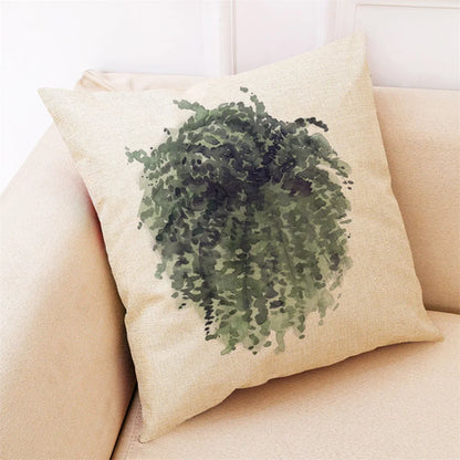 Pillowcase Pillow Throw Cover Cushion Green Decor Beautiful Leaves