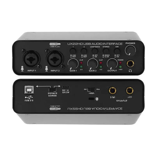 UX22 Audio Interface Soundkarte 24-Bit/192kHz Ad Converter, E-Gitarre 