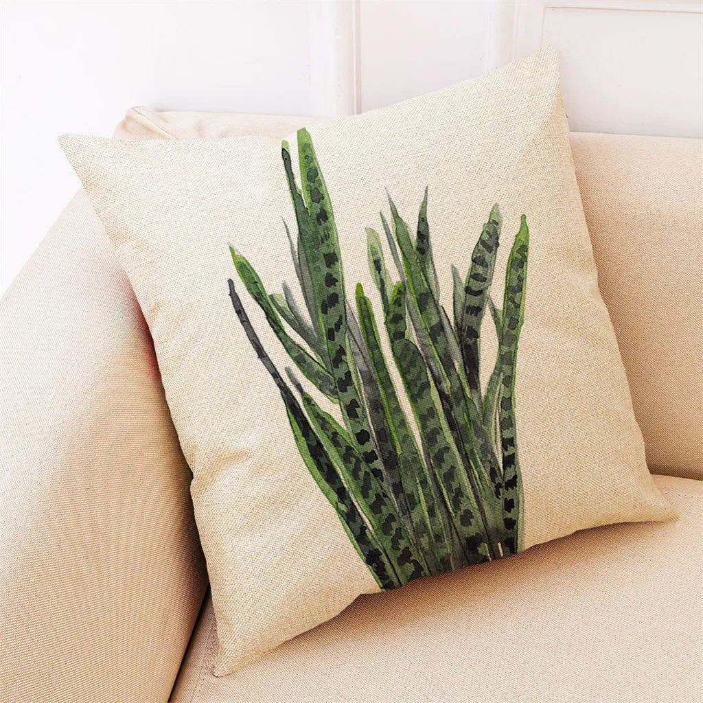 Pillowcase Pillow Throw Cover Cushion Green Decor Beautiful Leaves