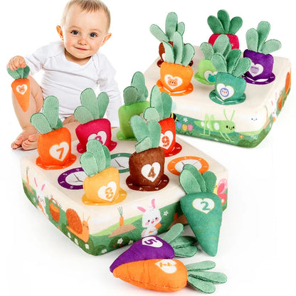 Montessori Toys Baby Pull Carrot Plišasta igrača številka oblika ujemanje barv