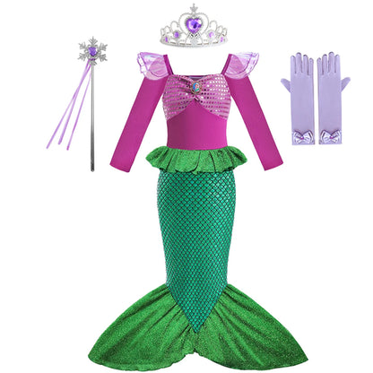 Obleka princese Disney Little Mermaid Ariel za deklice s kratkimi rokavi 