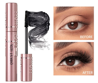 QIBEST New Silk Fiber Black Mascara Waterproof Long Lasting Extension