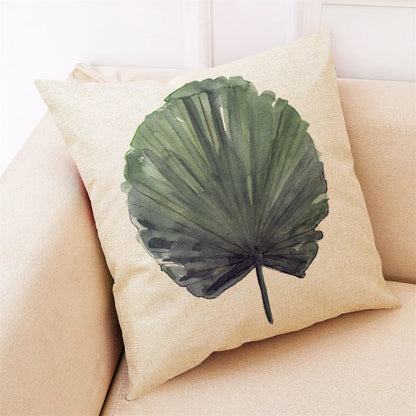 Pillowcase Pillow Throw Cover Cushion Green Decor Beautiful Leaves