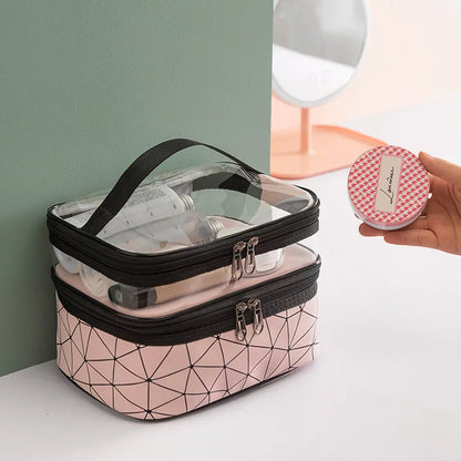 Double portable large capacity makeup bag Korean version Ringer travel