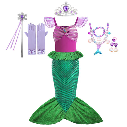 Obleka princese Disney Little Mermaid Ariel za deklice s kratkimi rokavi 