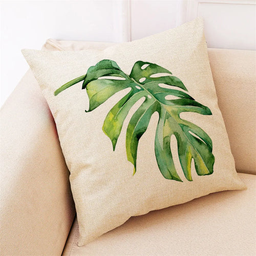 Pillowcase Pillow Throw Cover Cushion Green Decor Beautiful Leaves