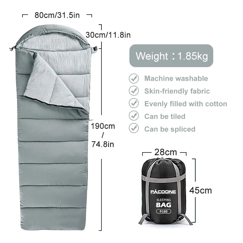 PACOONE Outdoor Sleeping Bag Lightweight Cotton