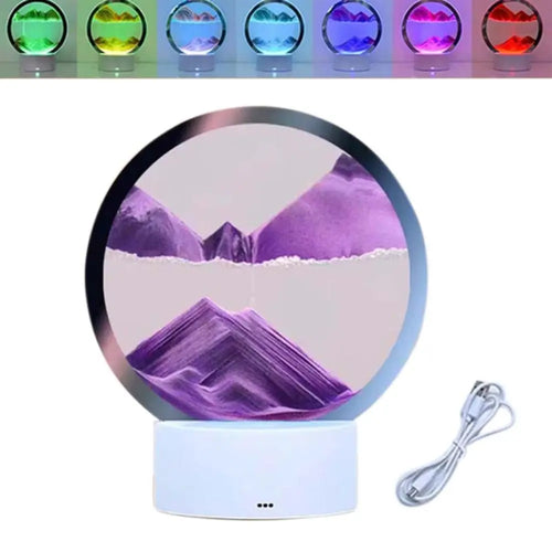 LED RGB Sandscape Lamp Moving Sand Art Night Light with 7 Colors