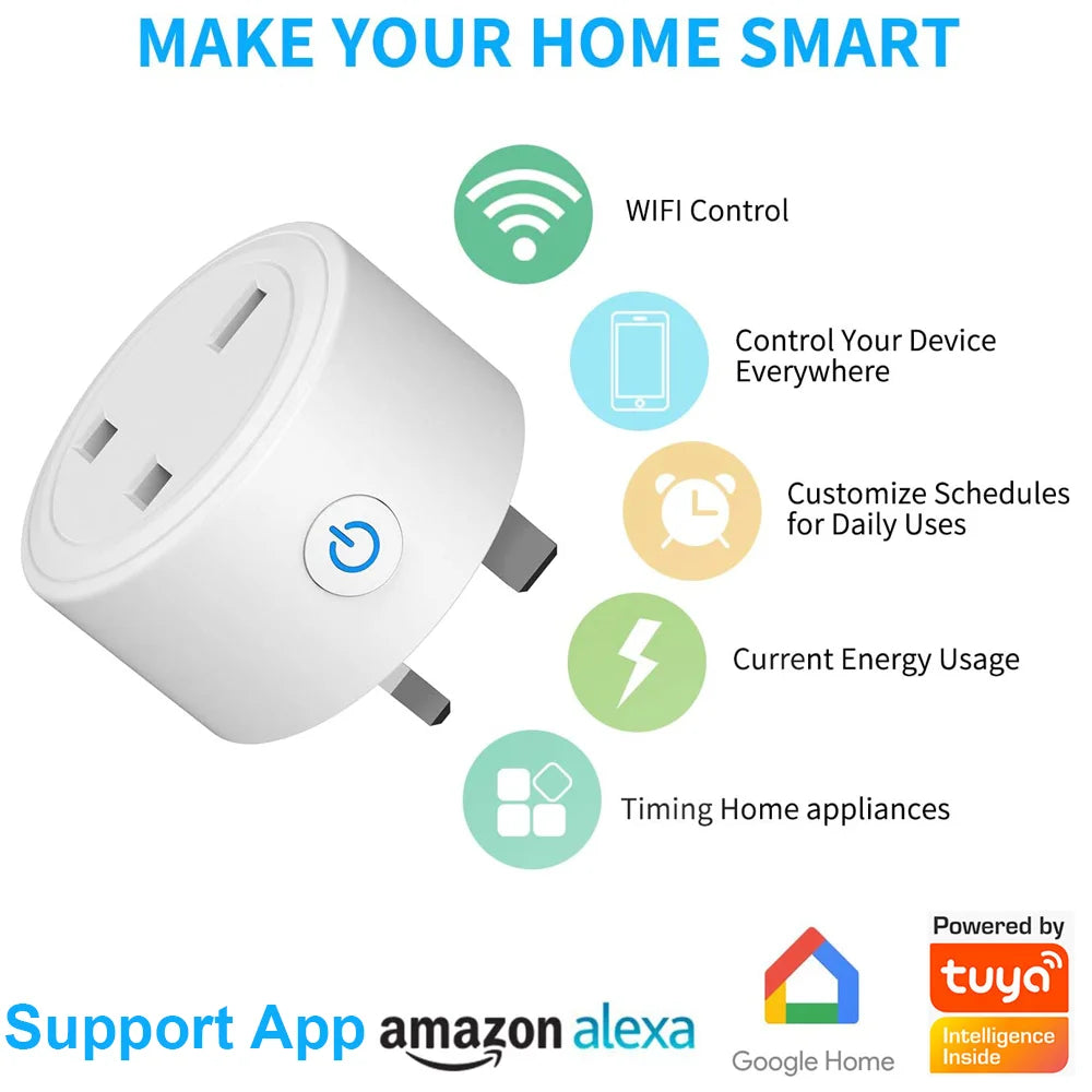 WiFi Smart Plug 10A UK daljinsko glasovno upravljanje Google Home Tuya Smart 