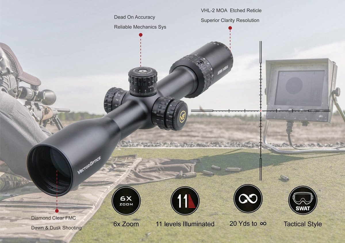 Optika Aston 3-18x44 Taktični strelni daljnogled 90MOA Range HD Glass Sys MOA