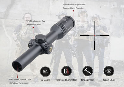 Optics Continental HD 1-6x24 Hunting Riflescope Optical Rifle Scope